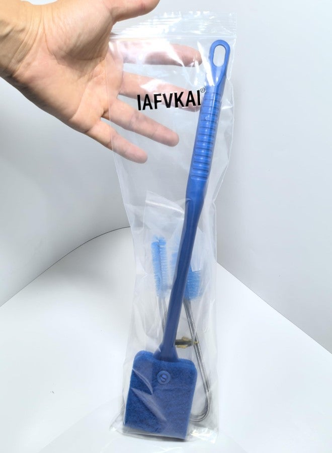 IAFVKAI Multifunctional Cleaning Brushes Tool Set for Tank, Aquarium Sponge Brush, Algae Scraper Cleaner with Long Handle and Stainless Flexible Tube Cleaning Brush - Image 2